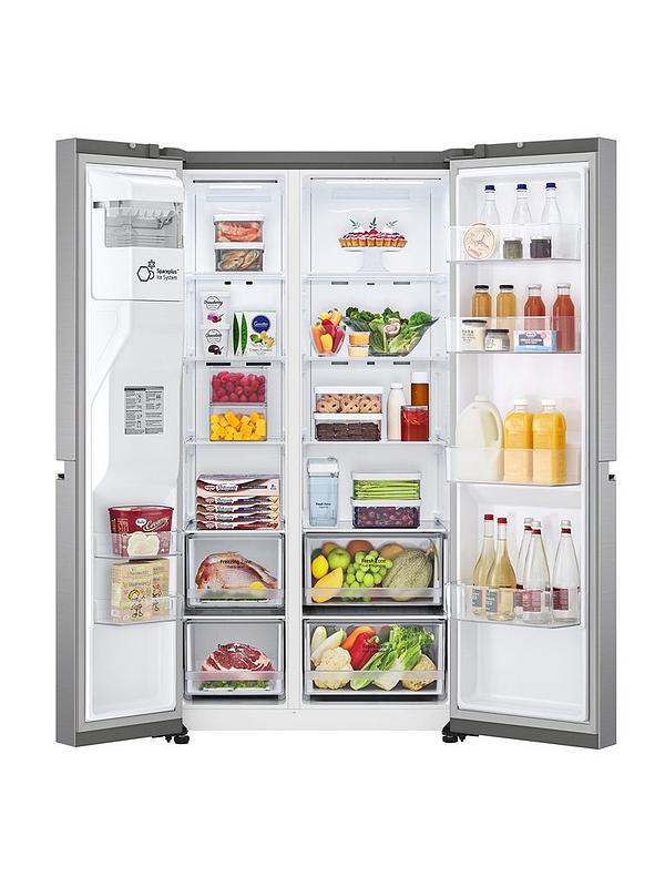 LG NatureFRESH GSLV71PZTD Side-by-Side Fridge Freezer with Non-Plumbed Water & Ice Dispenser - Shiny Steel - 635L - Image 2